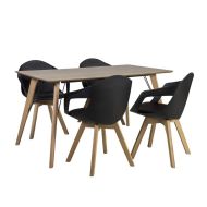 Home4You ruokailuryhmä Helena pöytä + 4 tuolia musta/ruskea