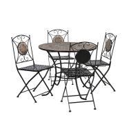 Garden4You puutarharyhmä Mosaic pöytä + 4 tuolia musta/kupari