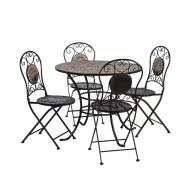 Garden4You puutarharyhmä Mosaic pöytä + 4 tuolia musta/kupari