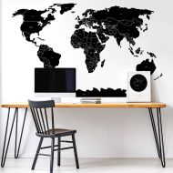 Pastelowe Maailmankartta valtiot  sisustustarra EN musta L 175x110 cm