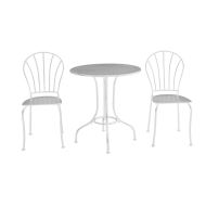 Chic Garden bistrosetti Angela pöytä + 2 tuolia metallia, valkoinen