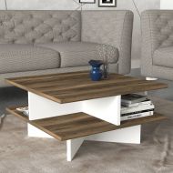 Chic Home sohvapöytä Hanna 60x60x33 cm, ruskea/valkoinen