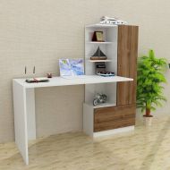 Chic Home työpöytä Doris hyllyköllä R 150x62x120 cm, valkoinen/ruskea