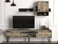Chic Home TV-taso Krista 180 cm + seinähylly, ruskea/musta