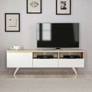 Chic Home TV-taso Justus 150 cm, valkoinen/vaaleanruskea