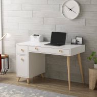 Chic Home työpöytä Inna laatikoilla 120x60x76 cm, valkoinen/v.beige