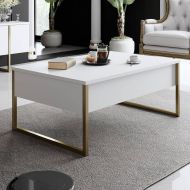 Chic Home sohvapöytä Kasper 90x60x40 cm, valkoinen/kulta